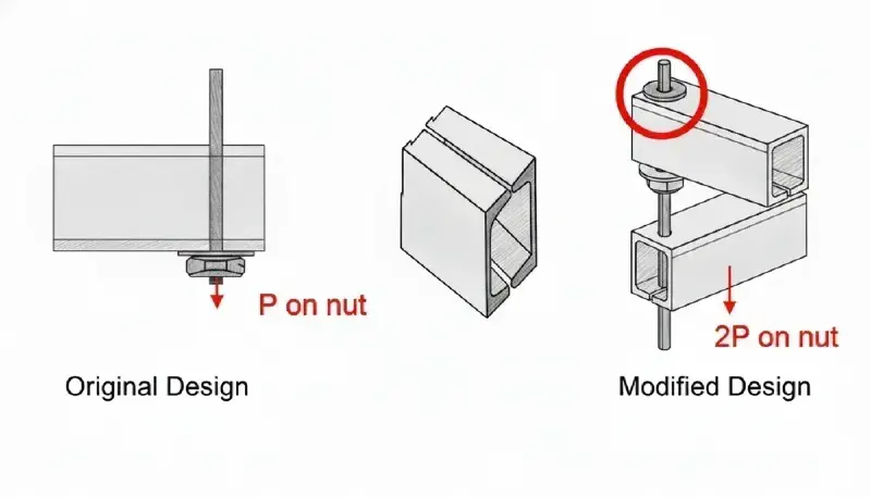 Diagram of Galileo's column experiment showing the original two supports and the fatal third support